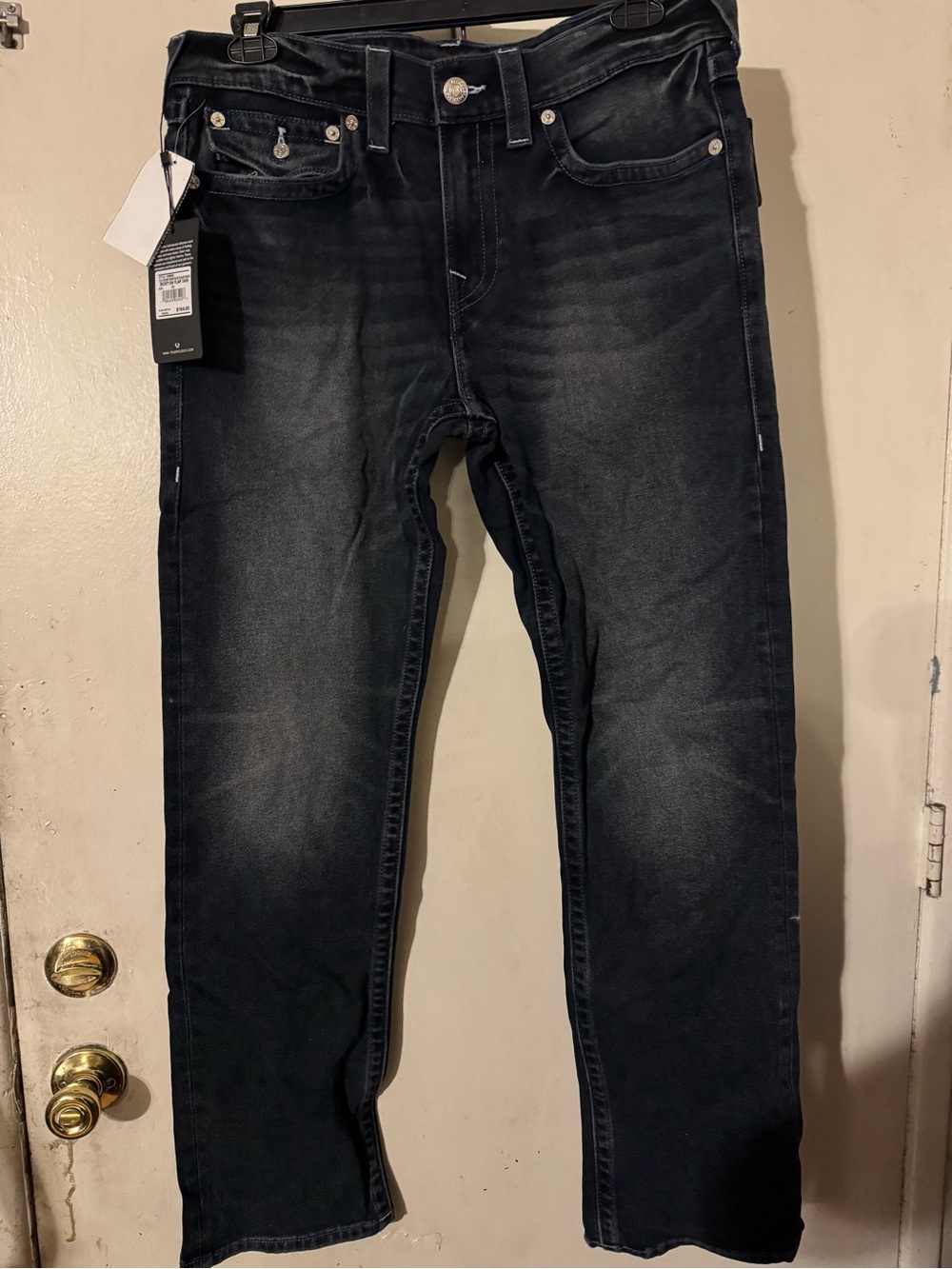 True Religion Riky Straight Jeans in Washed Black
